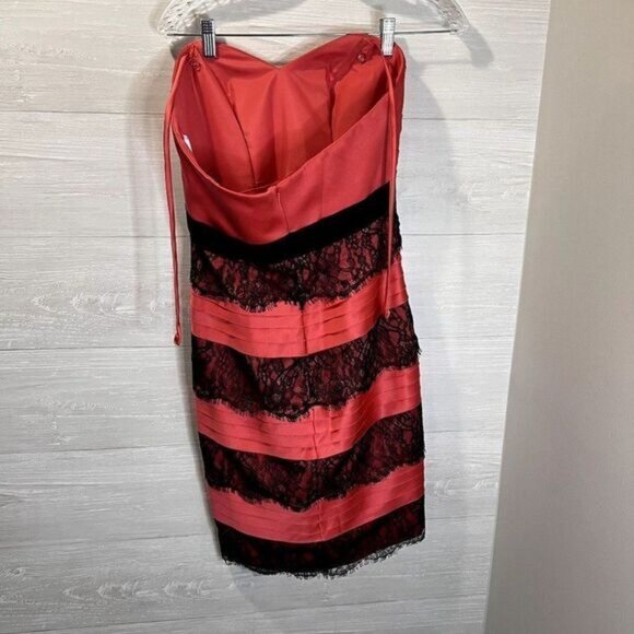 Sorella Vita Women's Red Sexy Sweetheart Neck‎ Pleated Lace Bodycon Mini dress - Picture 4 of 7